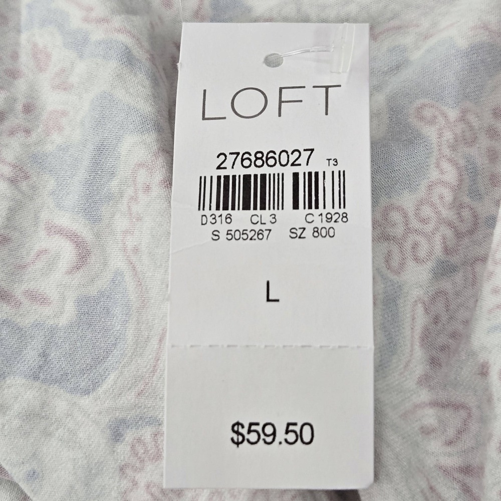 LOFT Women Dress L Blue Paisley A-Line Sleeveless NWOT (Bin 6) - Picture 3 of 8